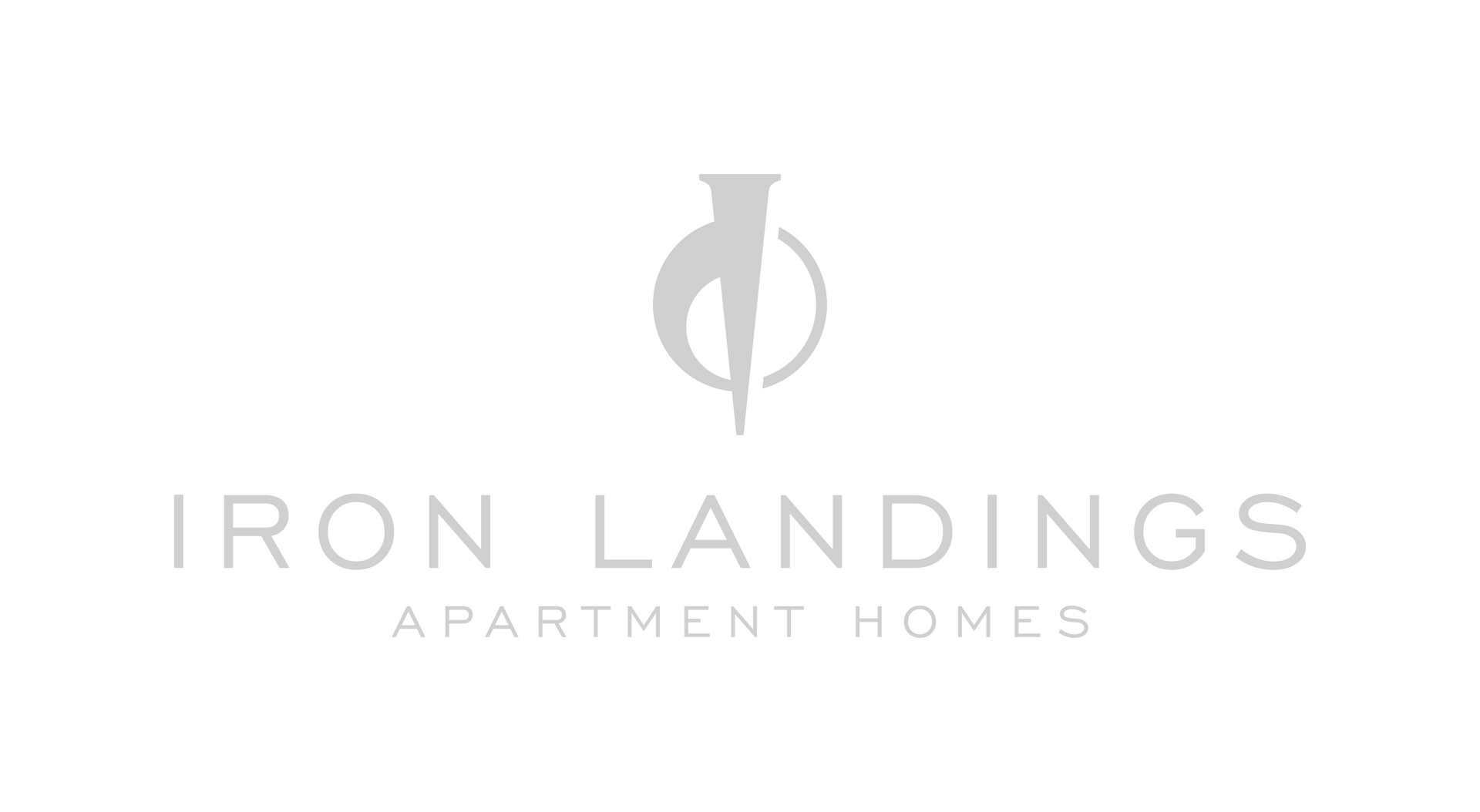 The logo for iron landings apartment homes is a black and white logo.