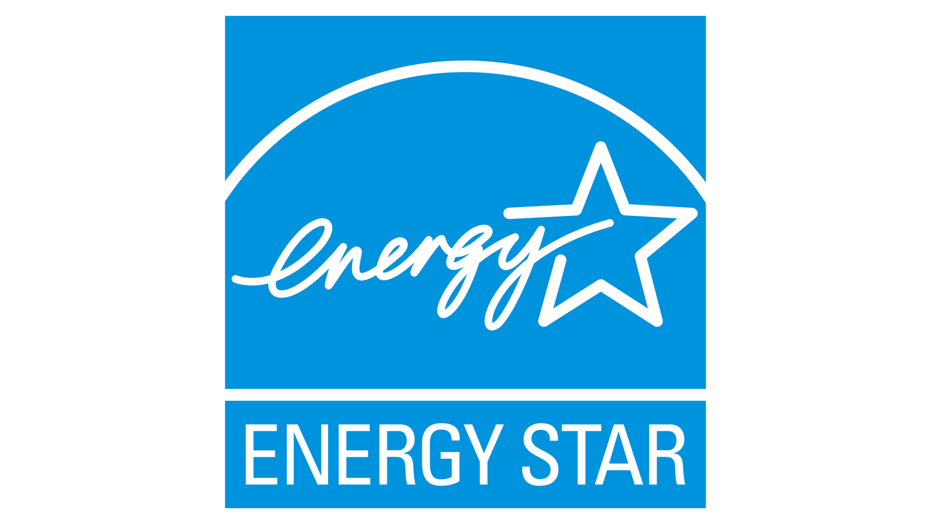 Energy Star logo: Blue square with arched white line, white star, and text