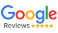 Google Reviews logo with blue, red, yellow, and green letters, and gold stars.