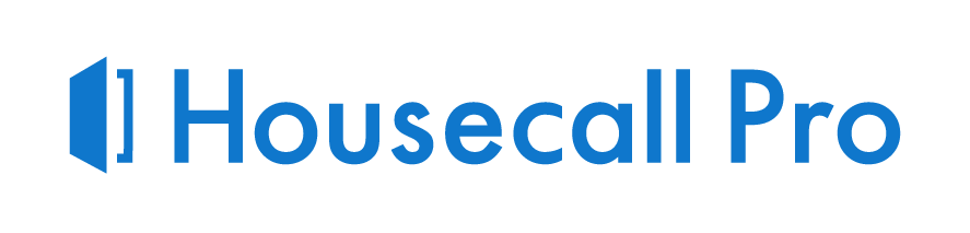 Housecall Pro logo with blue speaker icon and text.