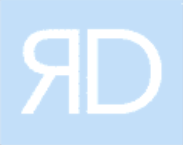White RD letters on a light blue square logo