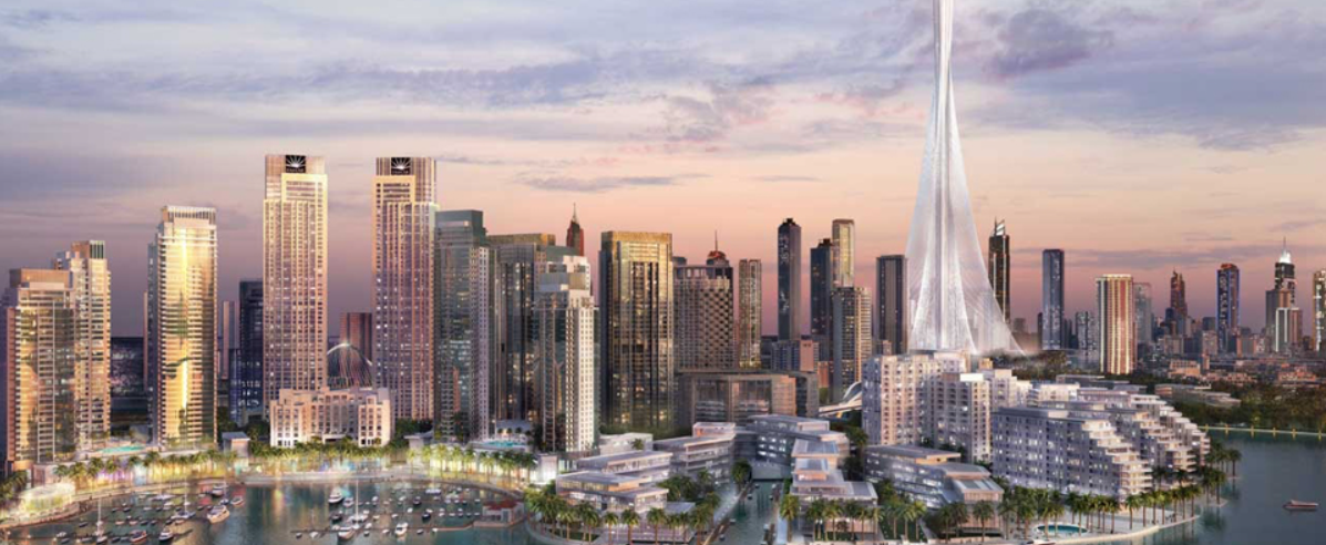 Dubai Creek Harbour A premier lifestyle destination with world-class amenities, stunning skyline views, iconic Tower.