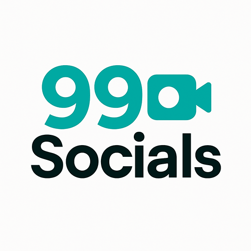 Logo for 99 Socials: Teal numbers 