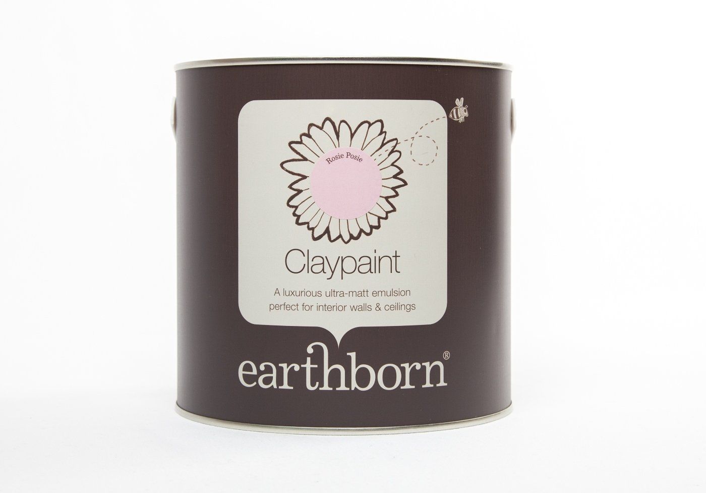 A can of earthborn claypaint with a flower on it