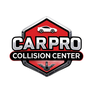 CarPro Collision Center logo: red, silver, and black emblem with a car silhouette.