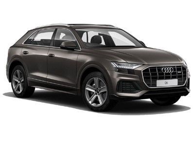 A gray Audi Q8 is shown on a white background.