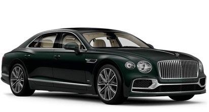 A green Bentley Flying Spur is shown on a white background.