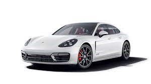 A white Porsche Panamera is shown on a white background.