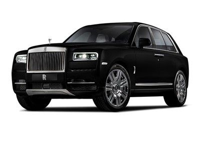 A black Rolls Royce Cullinan is shown on a white background.