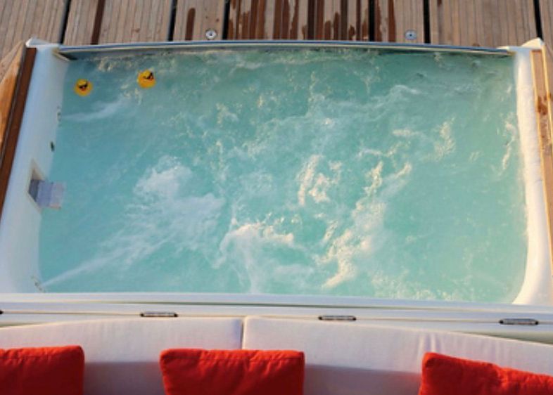 An aerial view of a jacuzzi on a boat.