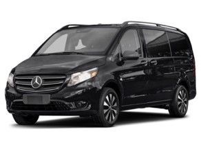 A black Mercedes van is shown on a white background.