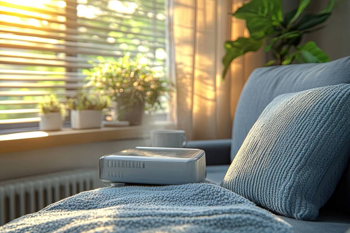 Drapes and blinds in a living room near Toledo, OH