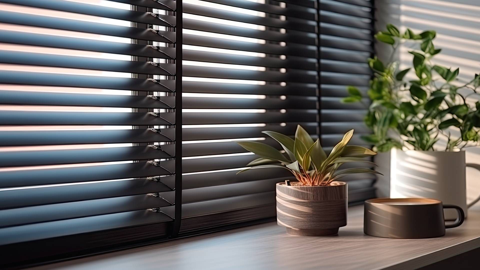 Horizontal blinds blocking light in a home near Toledo, OH