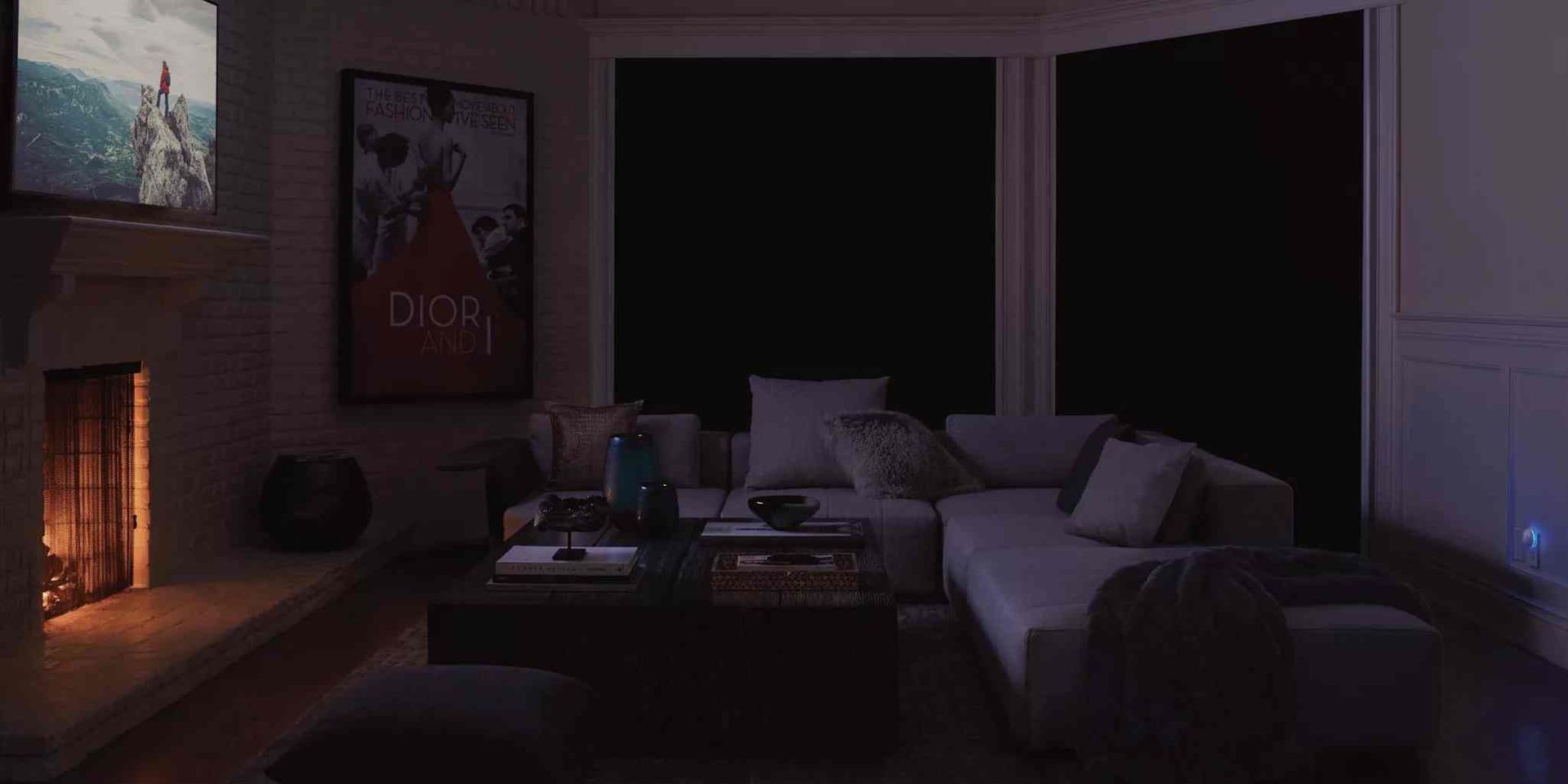 Media room with Hunter Douglas room darkening shades at Elden Draperies, Blinds and Shades near Tole