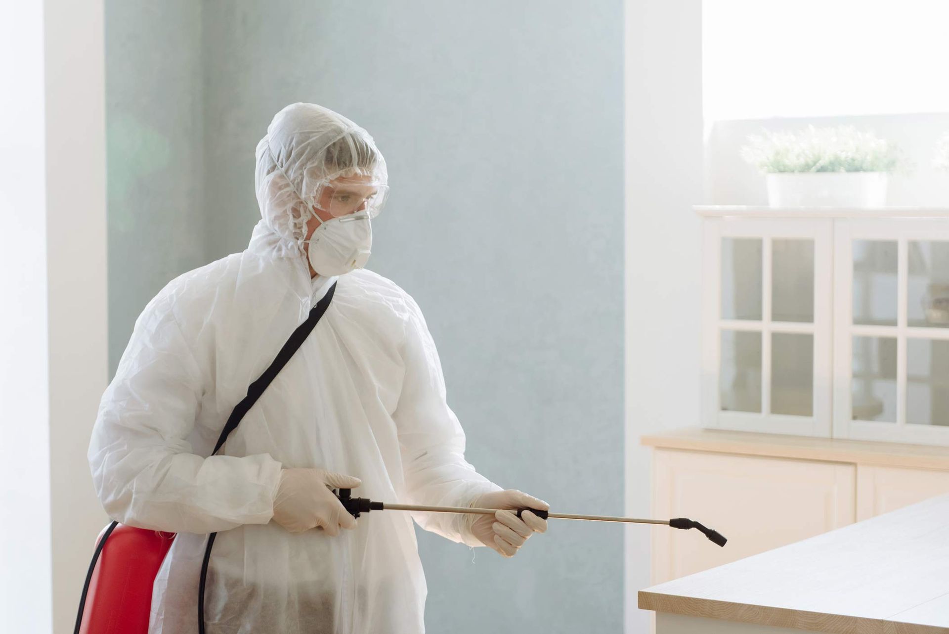 A pest control expert applying treatment to eliminate household pests.