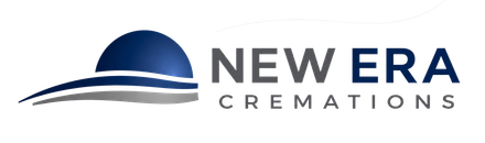 New Era Cremation logo with blue dome and gray wave above the text