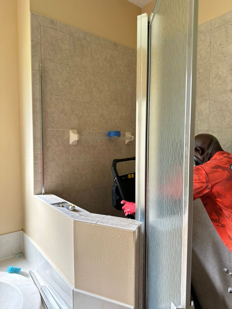 Bathroom glass shower door — Ocala, FL — Puddles Restoration