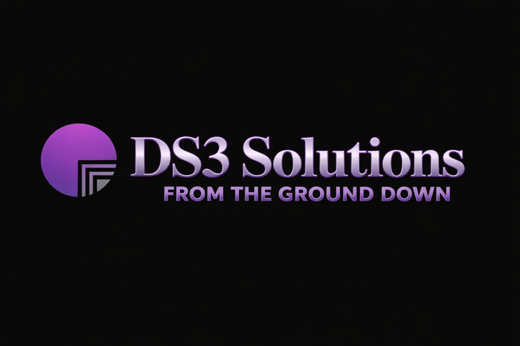 Logo for DS3 Solutions with a purple circle icon and the tagline
