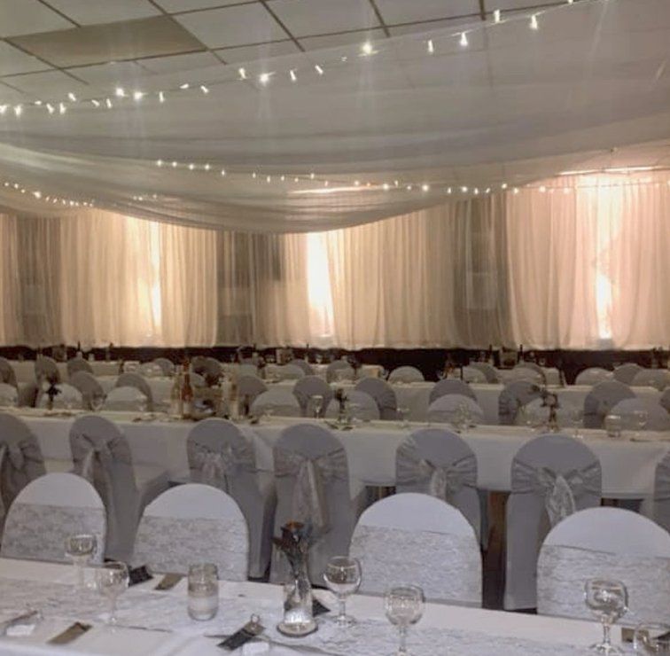 white venue with bows