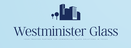 A blue and white logo for westminister glass