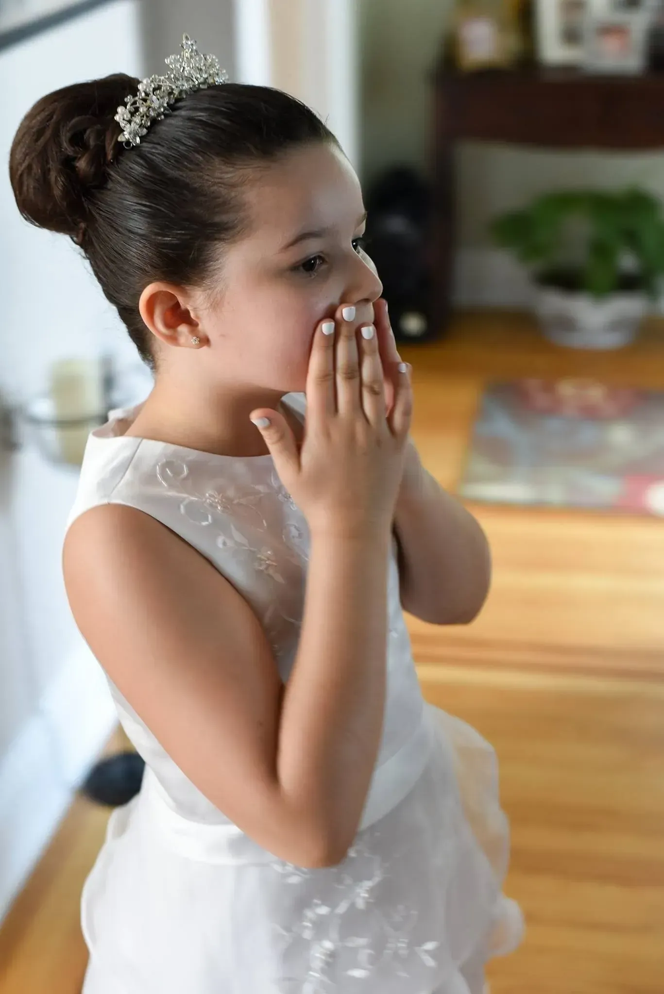 Girl Wearing White Dress — Oceanside, NY — Colori Bella Hair Studio