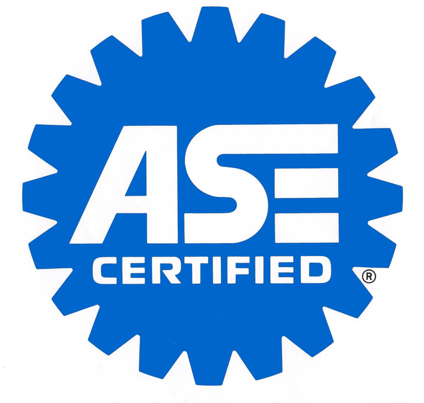 A blue logo that says ase certified on it