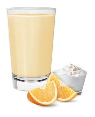 Envase de batido nutricional Fórmula 1 de Herbalife Nutrition con bebida vertida en un vaso.