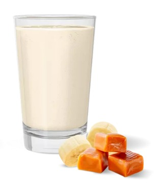 Envase de batido nutricional Herbalife Nutrition, sabor vainilla, con vertidor de batido en vaso.