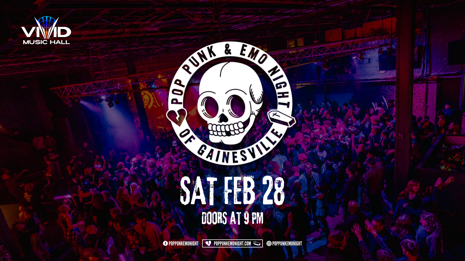 Pop, PUNK & EMO NIGHT RETURNS IN 2026 with a dance party for the rest of us!
SATURDAY Jan. 31, 2026
Doors 9pm
18+