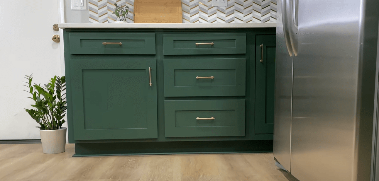 Green painted cabinets vanity storage