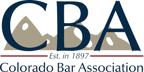 The logo for the colorado bar association was established in 1897.