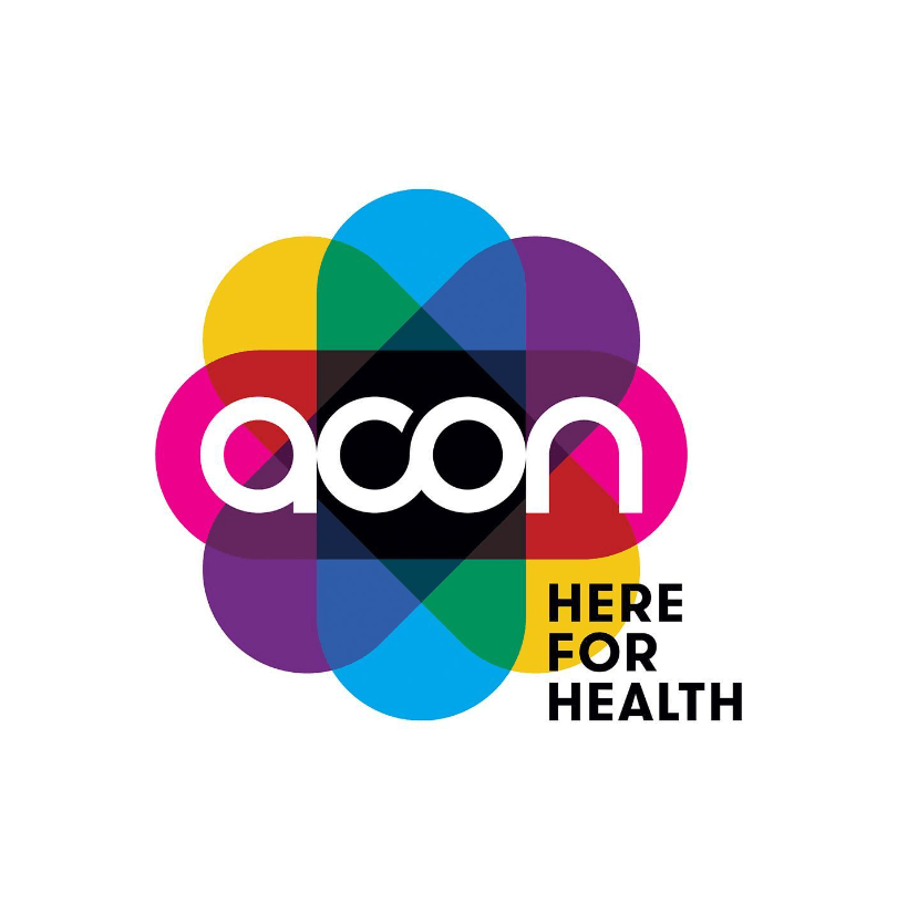 ACON logo with overlapping colorful shapes and the text 