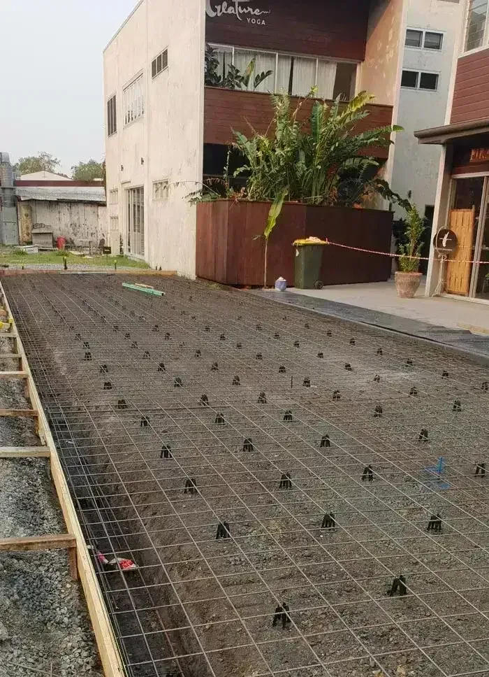 Concrete Foundation Under Construction, With Rebar Grid and Spacers — All Around Concreting in Byron Bay, NSW