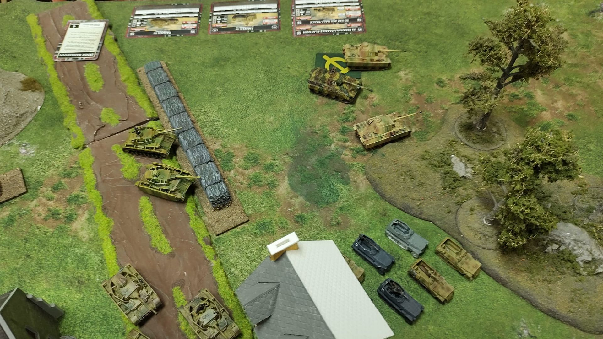 Miniature War Game With Tanks and Buildings on a Green Grassy Field — Grim Gaming & Hobbies in Bundaberg Central, QLD