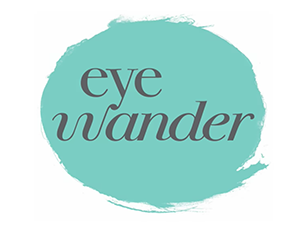 A blue circle with the words eye wander on it