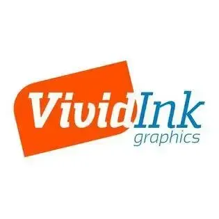 The logo for vivid ink graphics is orange and blue.