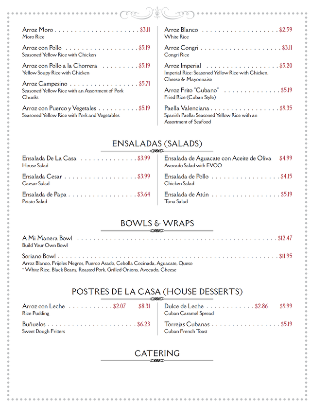 Menu — Homestead