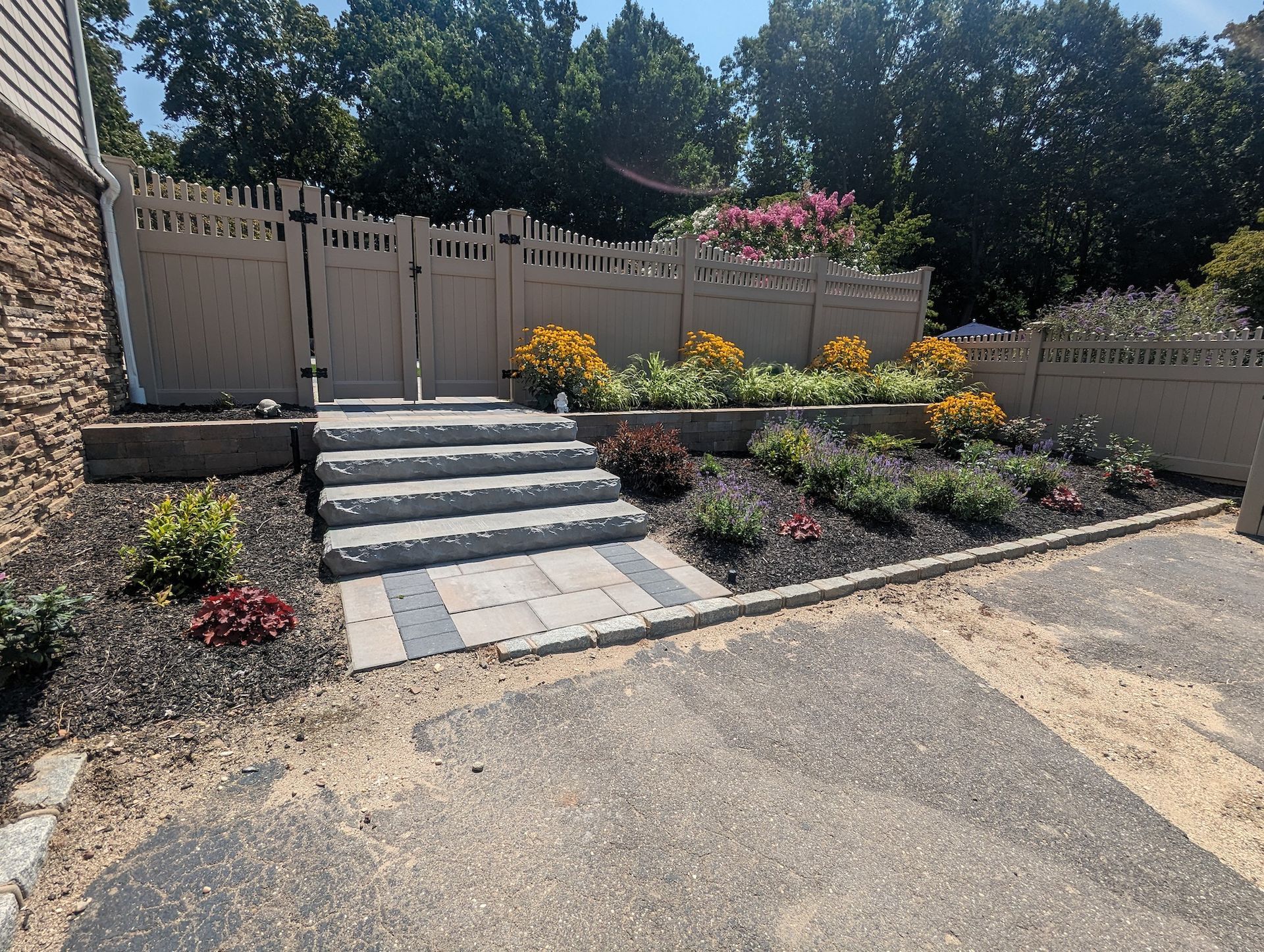 residential landscape design &  installation with new concrete steps