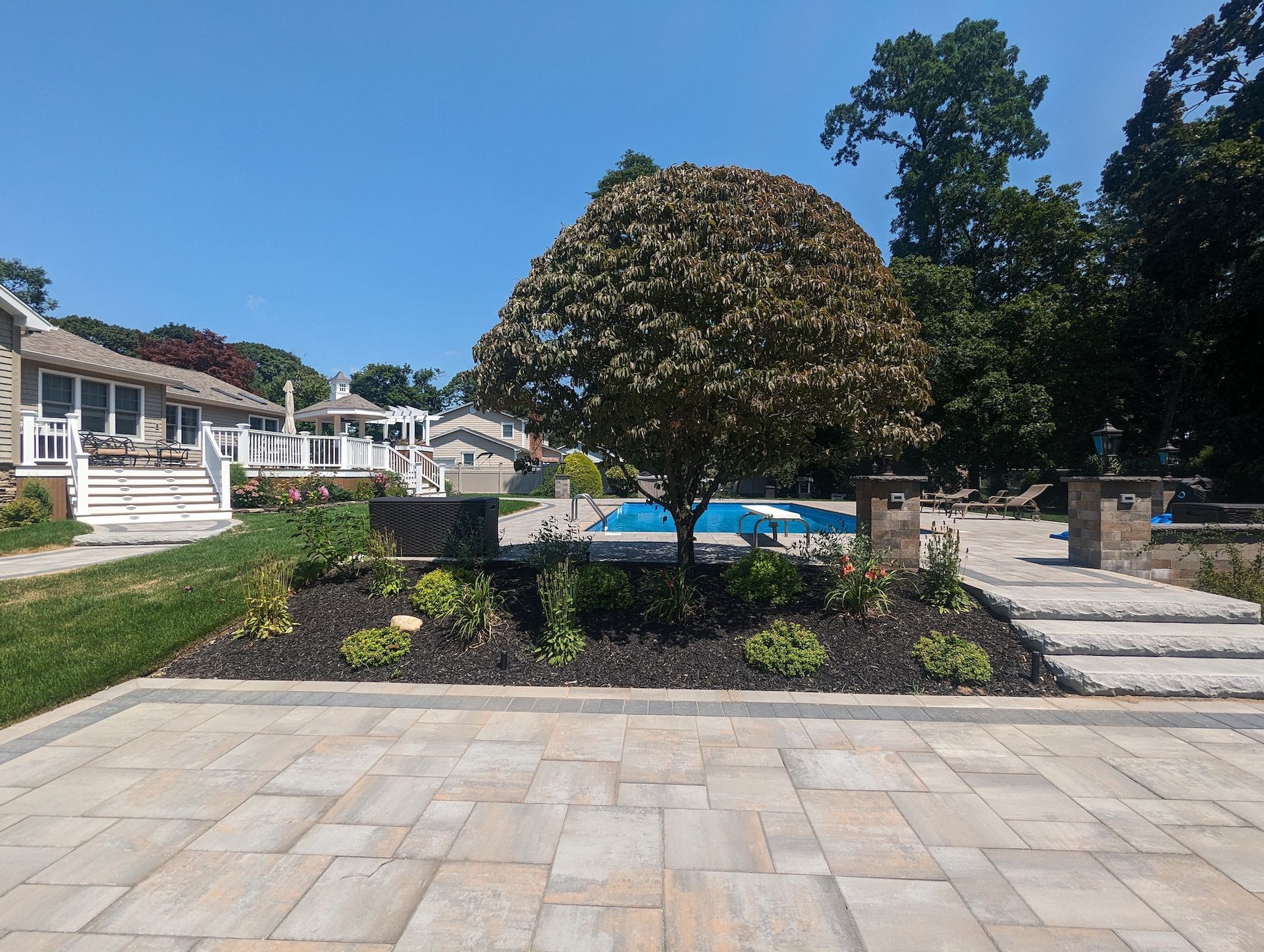 new landscape installation near pool area