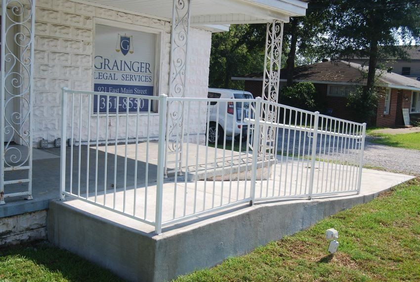 white railing on ramp