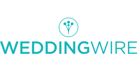 WeddingWire logo, teal text, floral icon above.