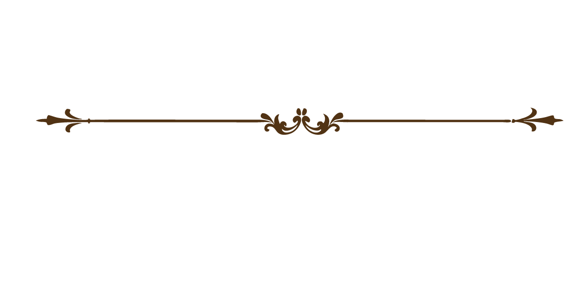Brown decorative horizontal line with floral accents.
