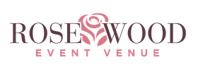 Rosewood Event Venue logo with a rose symbol.