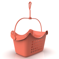 Chic clothespeg basket in ocher plastic to leave on rope. #maximolas, #laundrybasket, #clothespin, #madeinportugal
