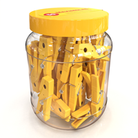 Rainbow PET jar + 50 maximolas clothespeg yellow plastic. #maximolas, #laundry #plasticjar, #clothespin, #madeinportugal