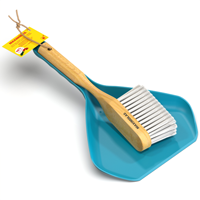 Stalker&Broom stylish dustpan yellow blue with wooden broom. #maximolas, #cleaning #dustpanandbrush, #madeinportugal