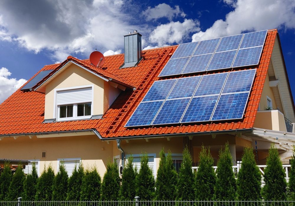 A house with solar panels on the roof