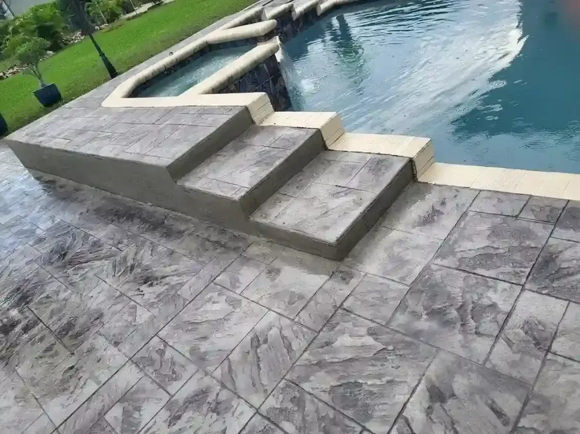 Stamped concrete pool and decks service in frisco