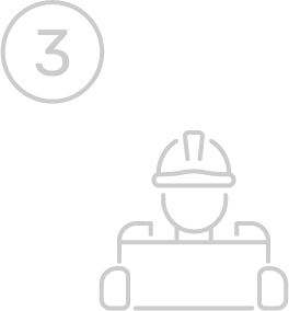 A line drawing of a construction worker wearing a hard hat.