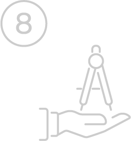 A line drawing of a hand holding a compass.